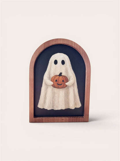 Ghost with Jack O Lantern, Framed Arch | Halloween Decor