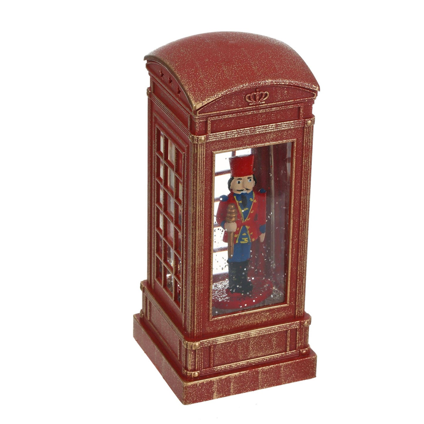 SINT Christmas Musical Phone Booth Snow Globe with King Scene for Christmas Decoration