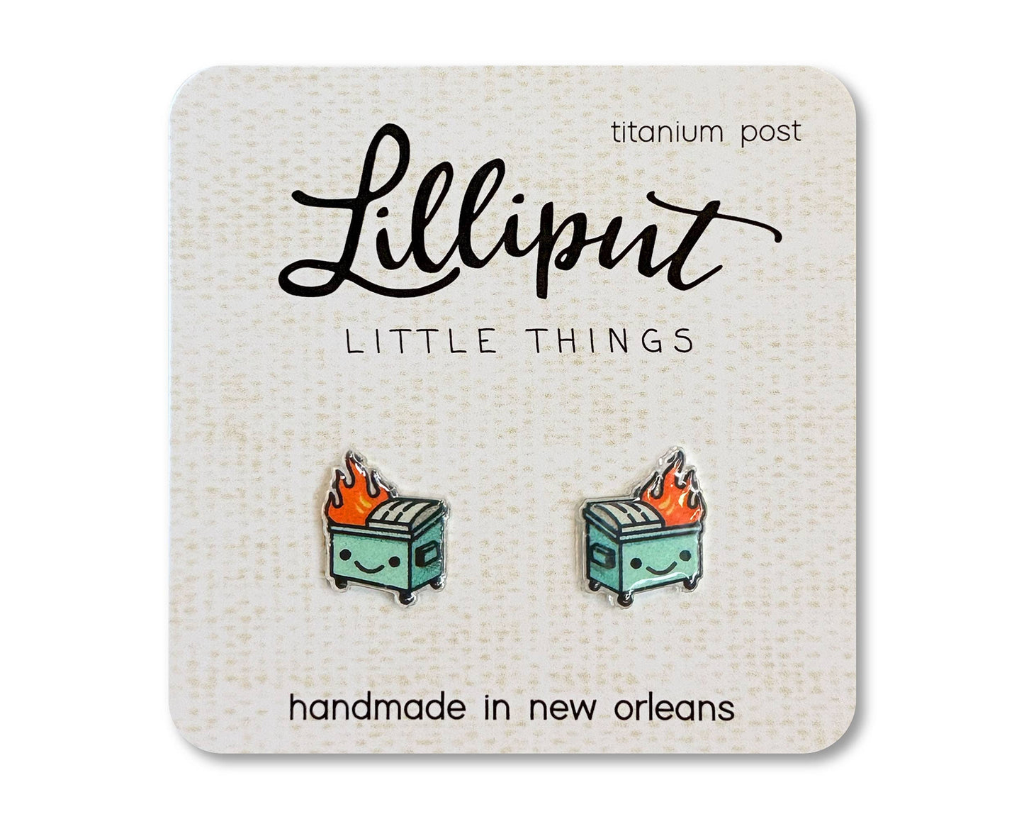 Kawaii Dumpster Fire Earrings // Funny Gift