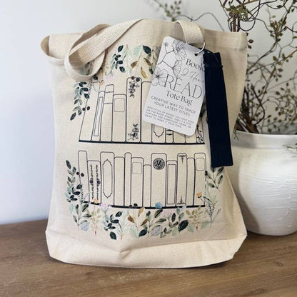 Book Tote Bag Reading Tracker, Book Related Gift