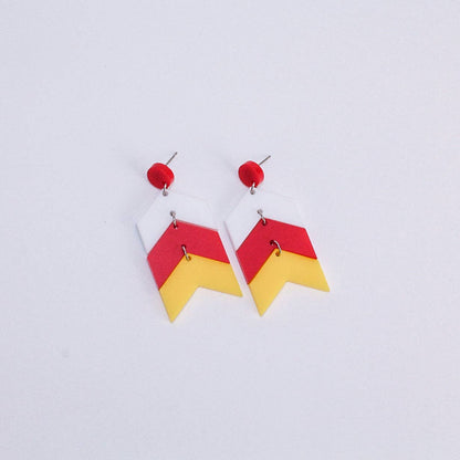 Chevron School Spirit Dangles - White/Red/Yellow