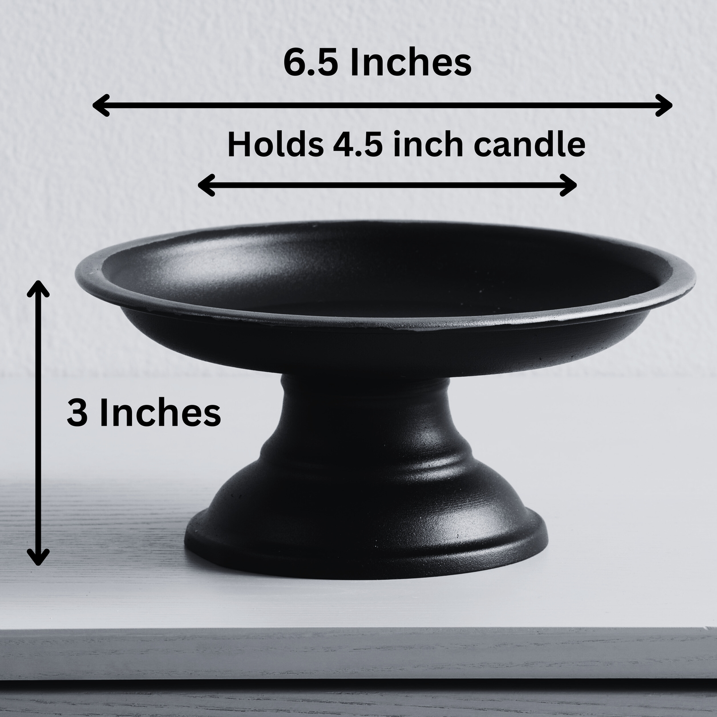 Pedestal Candle Plate Black and Gold Metal Display Accent