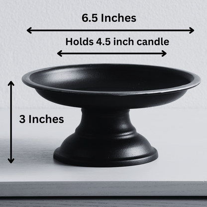 Pedestal Candle Plate Black and Gold Metal Display Accent
